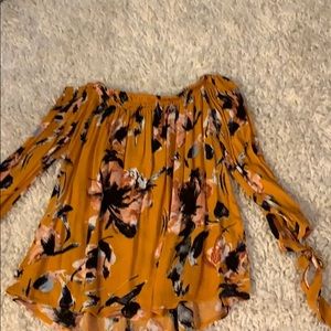 Off the shoulder three quarter sleeve blouse